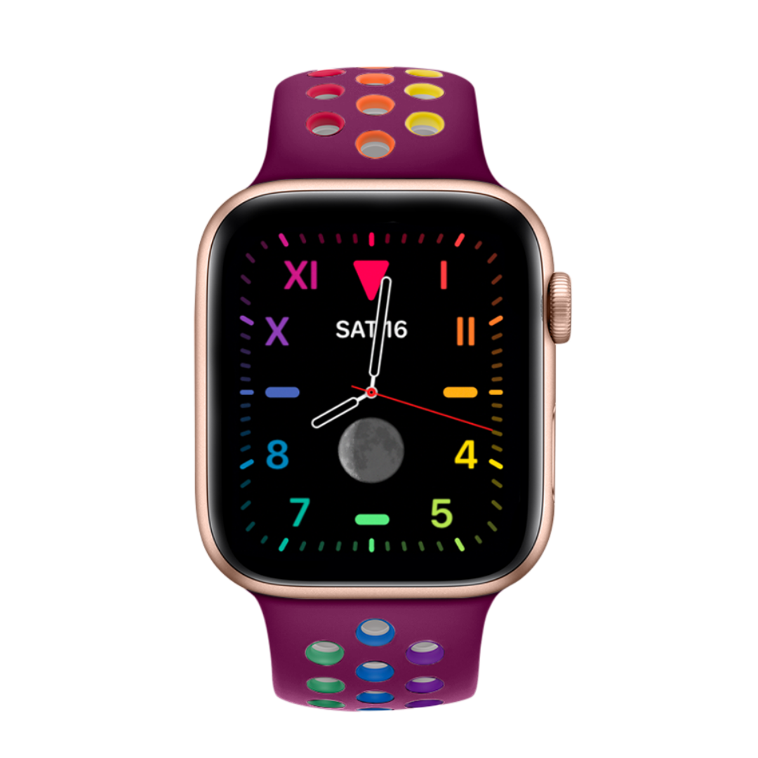 ALK Rainbow Sport Silicone Band for Apple Watch in Purple Rainbow