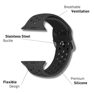 ALK Buckle Silicone Band for Apple Watch in Black - Alk Designs