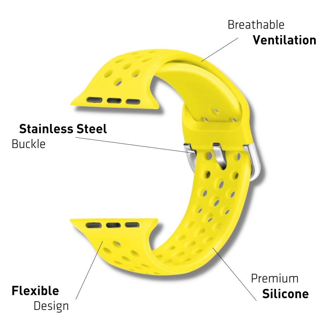 ALK Buckle Silicone Band for Apple Watch in Bright Yellow - Alk Designs