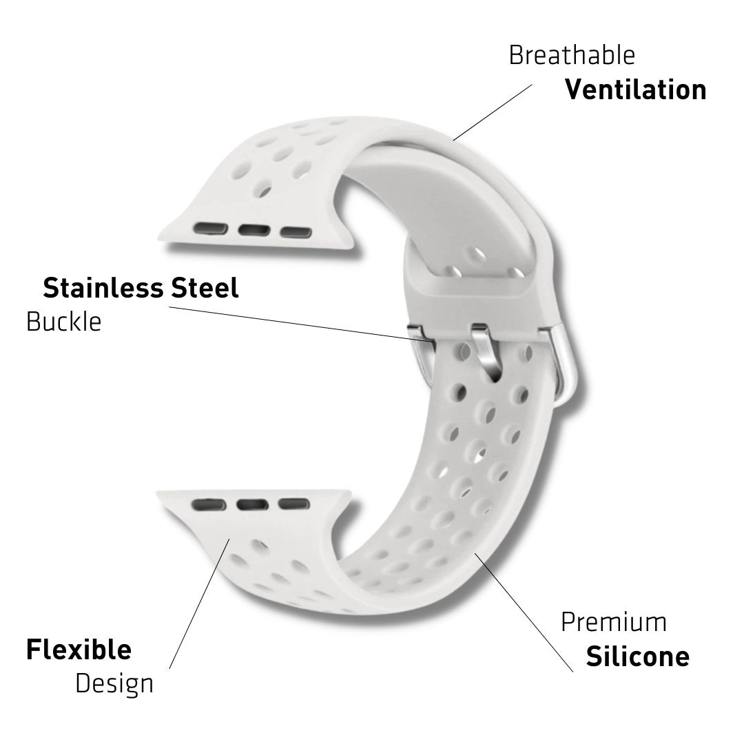 ALK Buckle Silicone Band for Apple Watch in Light White - Alk Designs