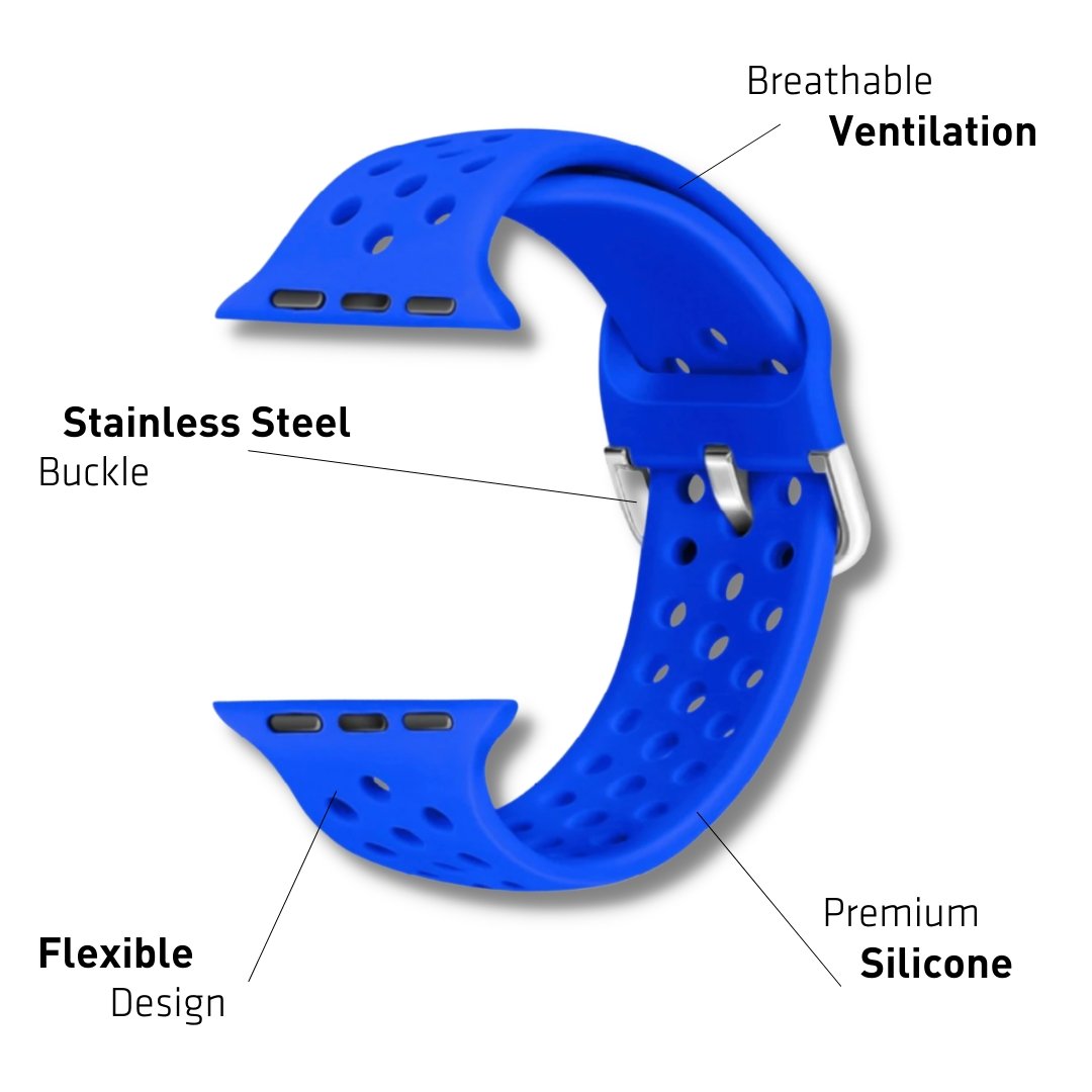ALK Buckle Silicone Band for Apple Watch in Sapphire Blue - Alk Designs