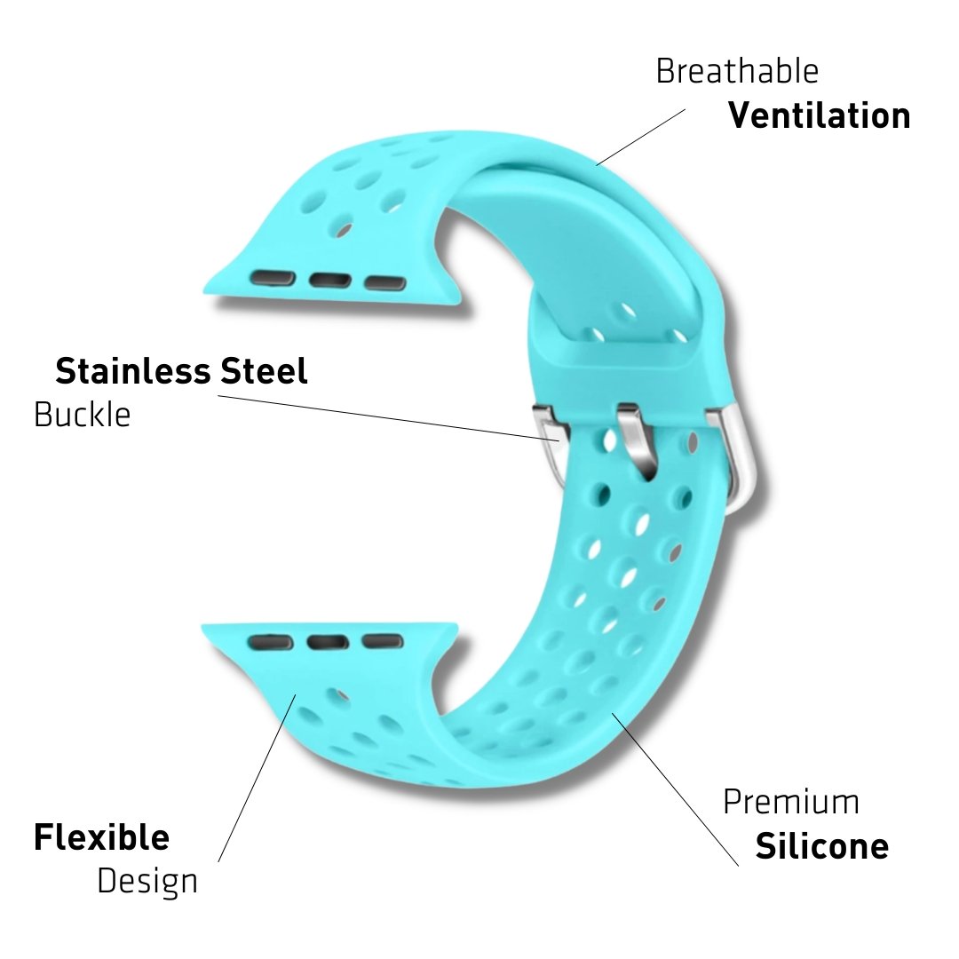 ALK Buckle Silicone Band for Apple Watch in Sky Blue - Alk Designs