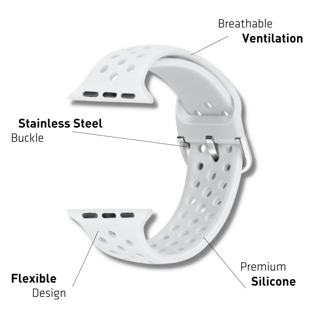 ALK Buckle Silicone Band for Apple Watch in White - Alk Designs