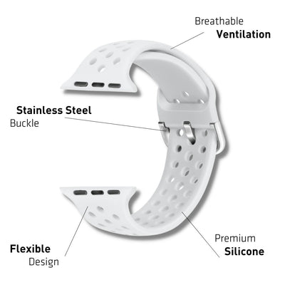ALK Buckle Silicone Band for Apple Watch in White - Alk Designs