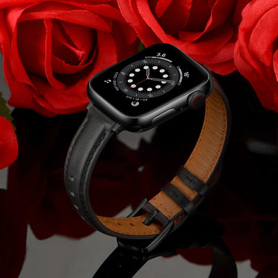 ALK Caviar Leather Band for Apple Watch in Black Coal - Alk Designs