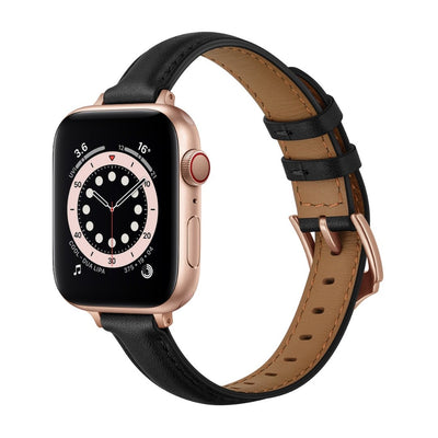 ALK Caviar Leather Band for Apple Watch in Black Rose Gold - Alk Designs