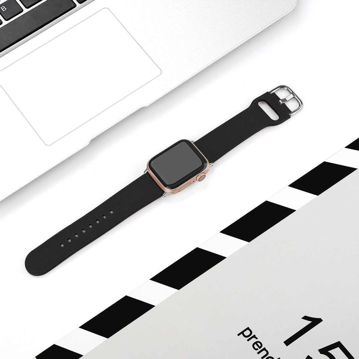 ALK Monaco Leather Band for Apple Watch in Black - Alk Designs