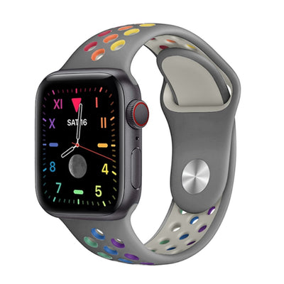 ALK Rainbow Sport Silicone Band for Apple Watch in Light Grey Rainbow - Alk Designs