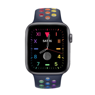 ALK Rainbow Sport Silicone Band for Apple Watch in Navy Rainbow - Alk Designs