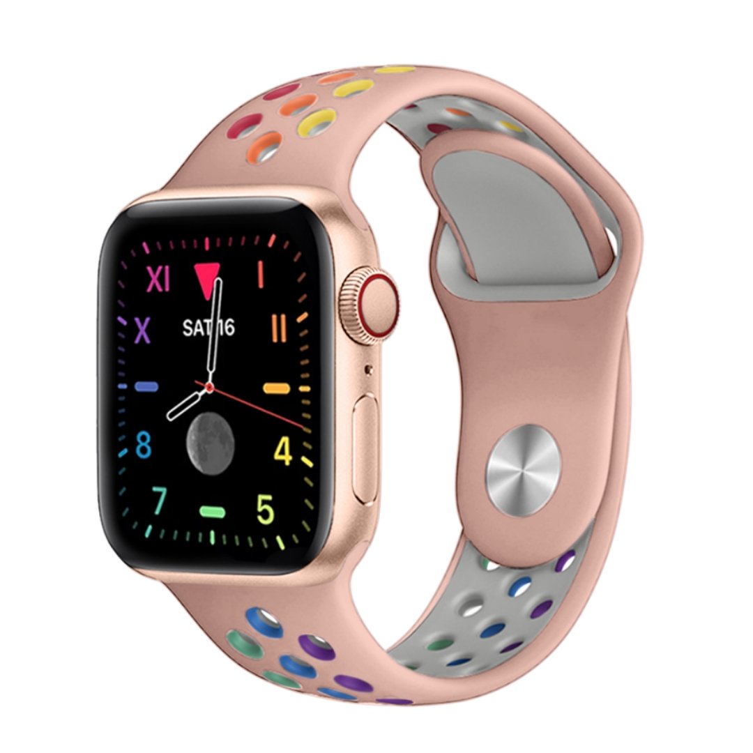 ALK Rainbow Sport Silicone Band for Apple Watch in Pink Rainbow - Alk Designs