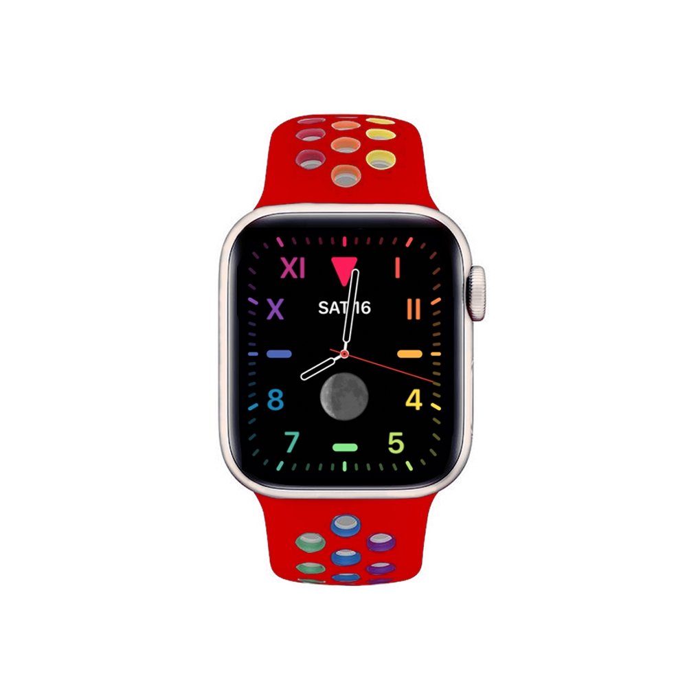 ALK Rainbow Sport Silicone Band for Apple Watch in Red Rainbow - Alk Designs