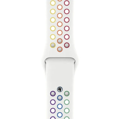 ALK Rainbow Sport Silicone Band for Apple Watch in White Rainbow - Alk Designs