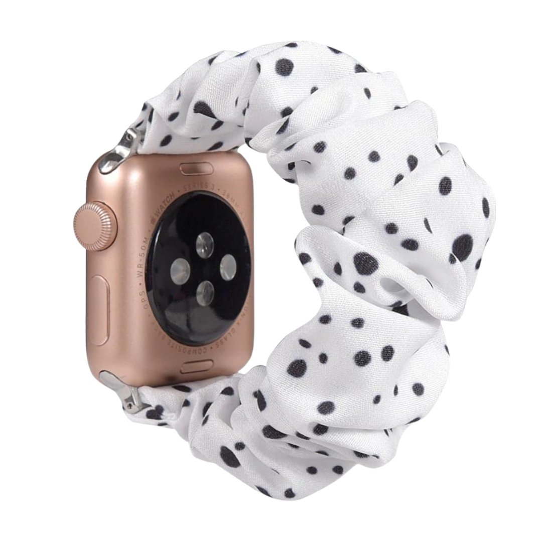 ALK Scrunchie Band for Apple Watch in White Polka Dots