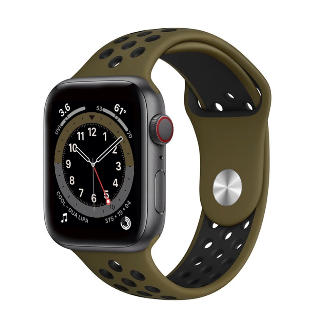 ALK Sport Silicone Band for Apple Watch in Dark Olive Black