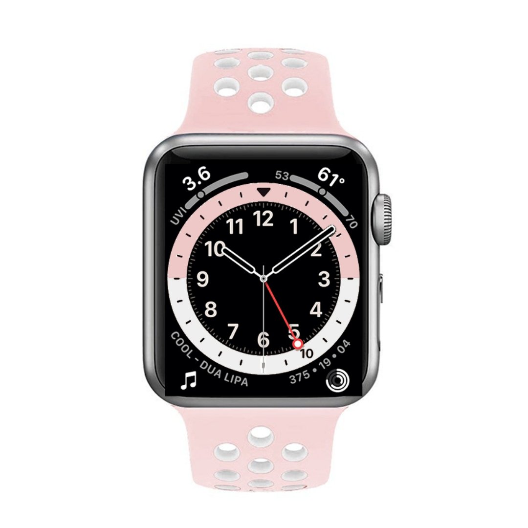 ALK Sport Silicone Band for Apple Watch in Pink White