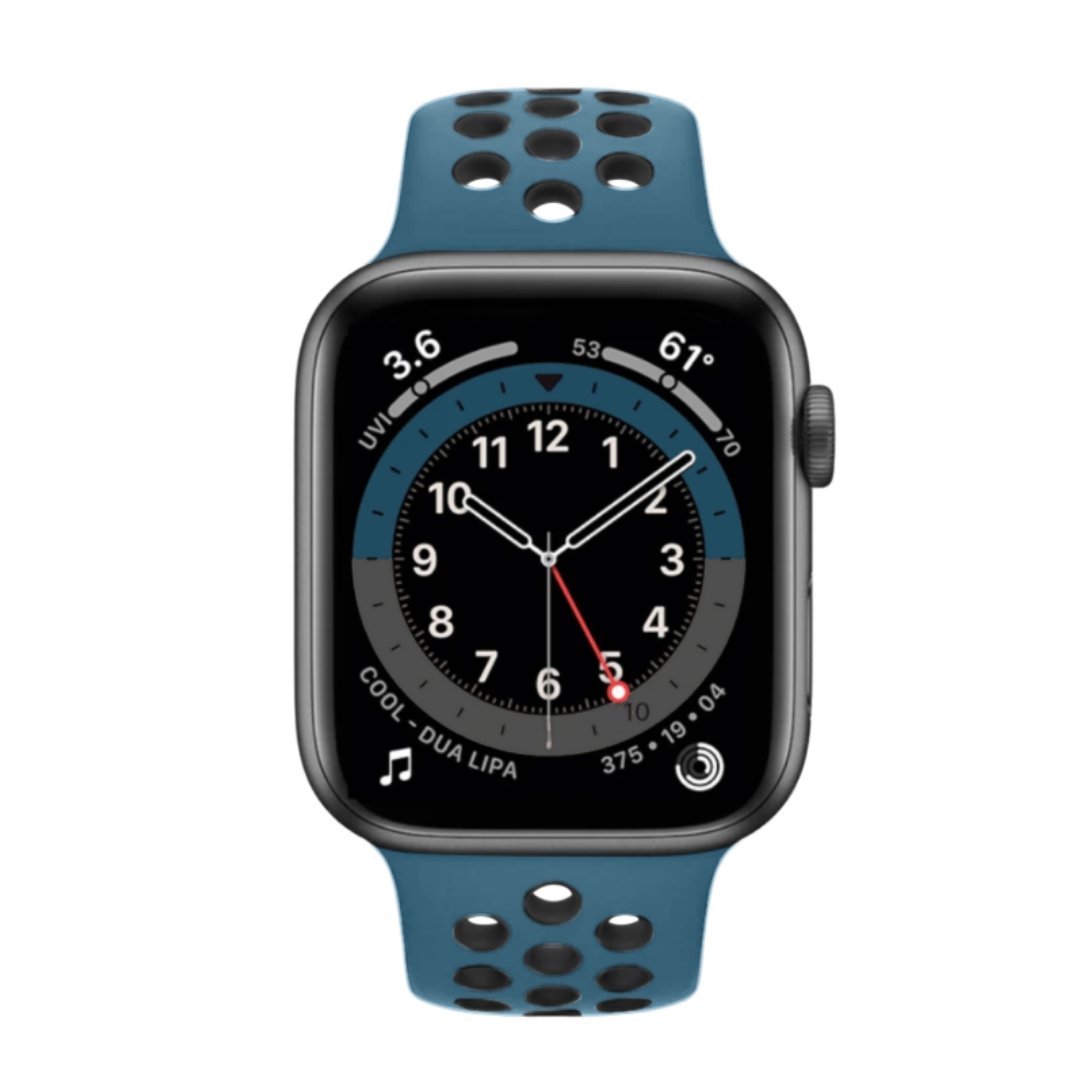 ALK Sport Silicone Band for Apple Watch in Teal Black