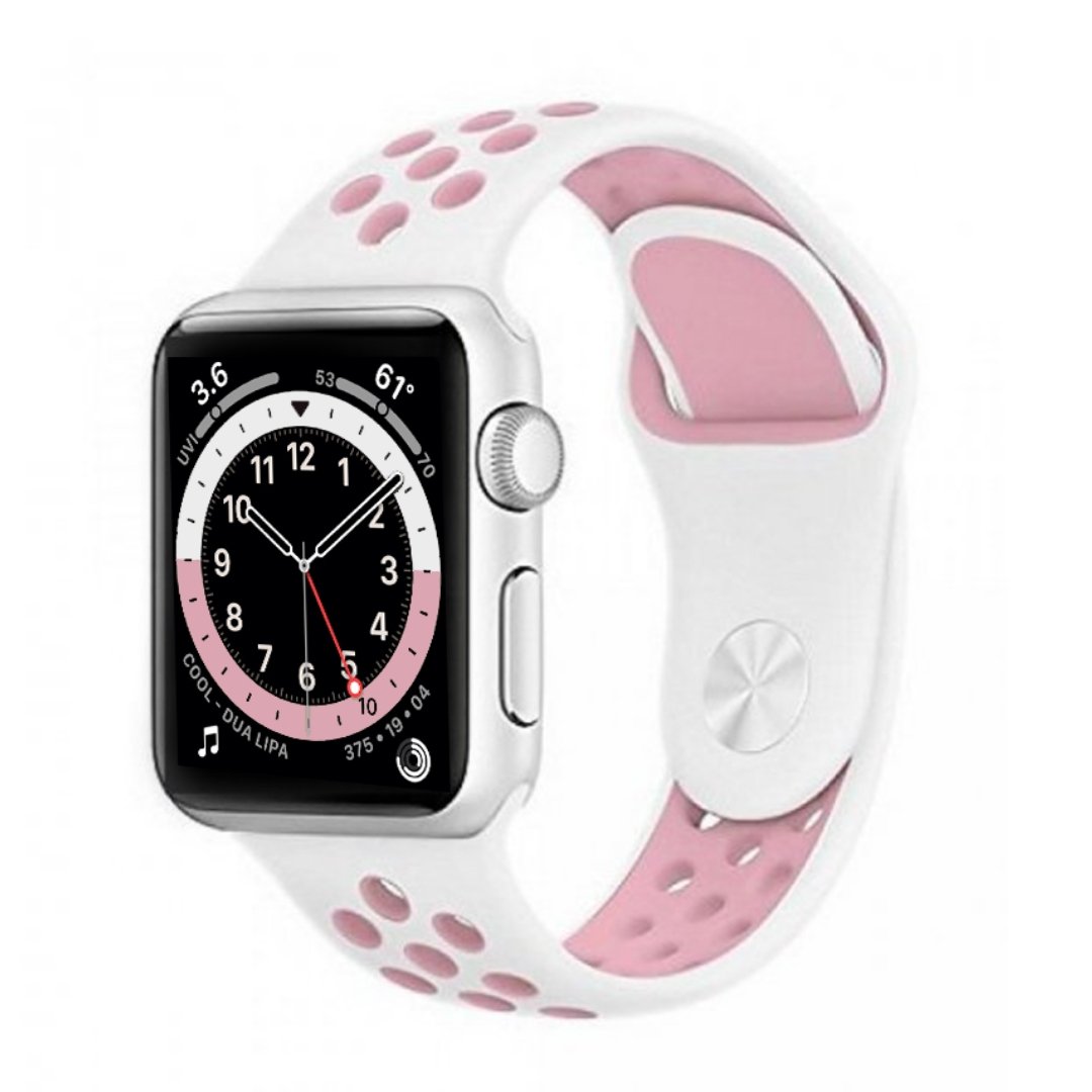 ALK Sport Silicone Band for Apple Watch in White Pink