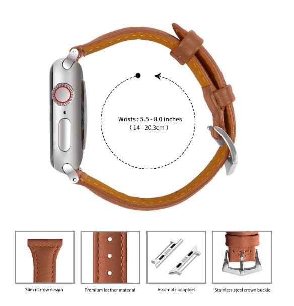 ALK Timeless Leather Band for Apple Watch in Brown