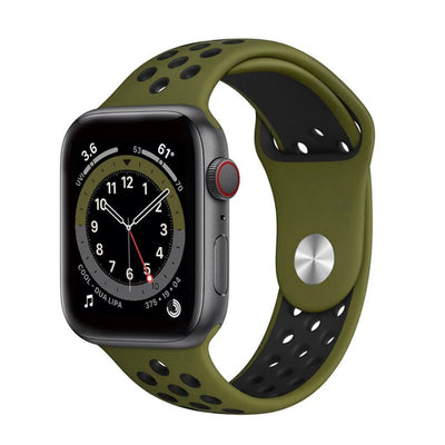 CLEARANCE ALK Sport Silicone Band for Apple Watch in Khaki Black - SINGLE STRAP - ALK DESIGNS