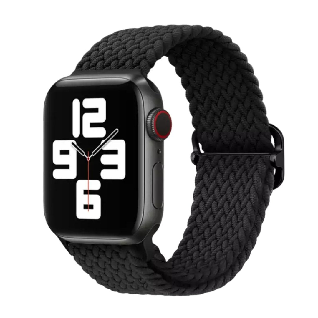 Elastic Braided Apple Watch Band in Black - ALK DESIGNS