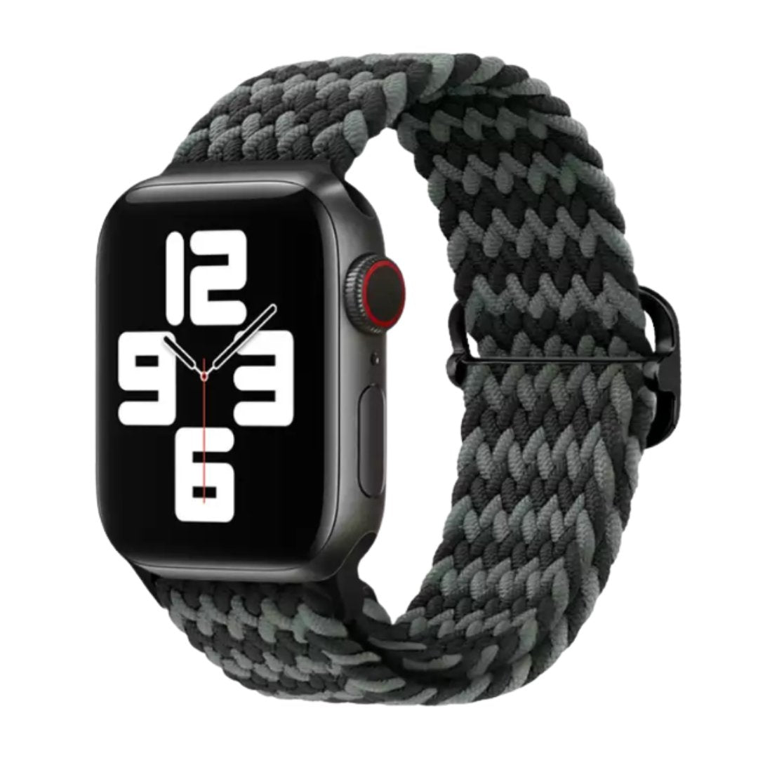 Elastic Braided Apple Watch Band in Black Green - ALK DESIGNS