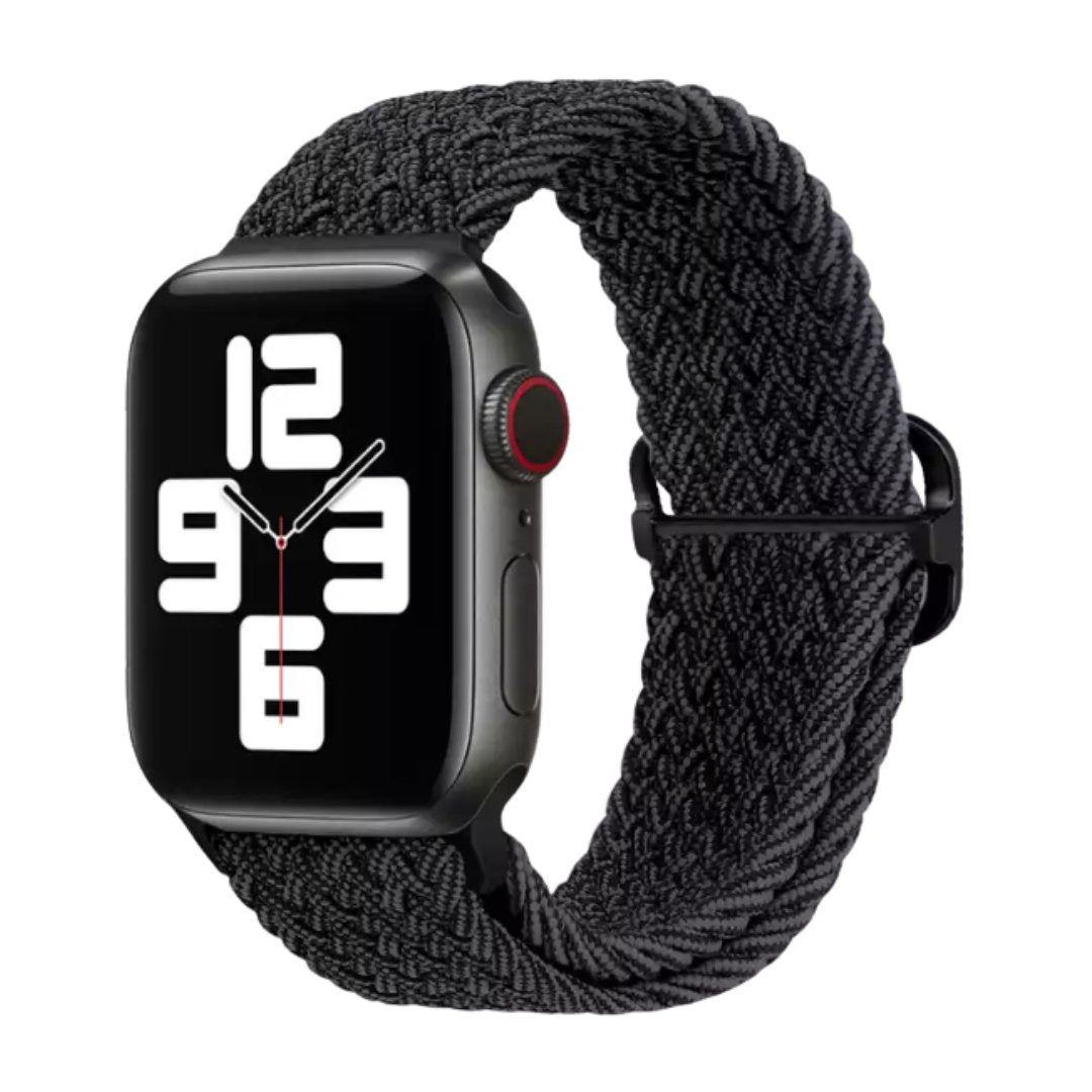 Elastic Braided Apple Watch Band in Black Grey - ALK DESIGNS
