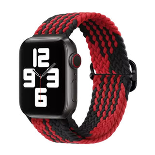 Elastic Braided Apple Watch Band in Black Red - ALK DESIGNS