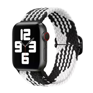 Elastic Braided Apple Watch Band in Black White - ALK DESIGNS