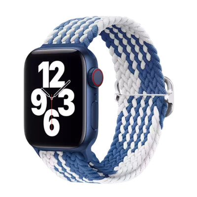 Elastic Braided Apple Watch Band in Blue White - ALK DESIGNS