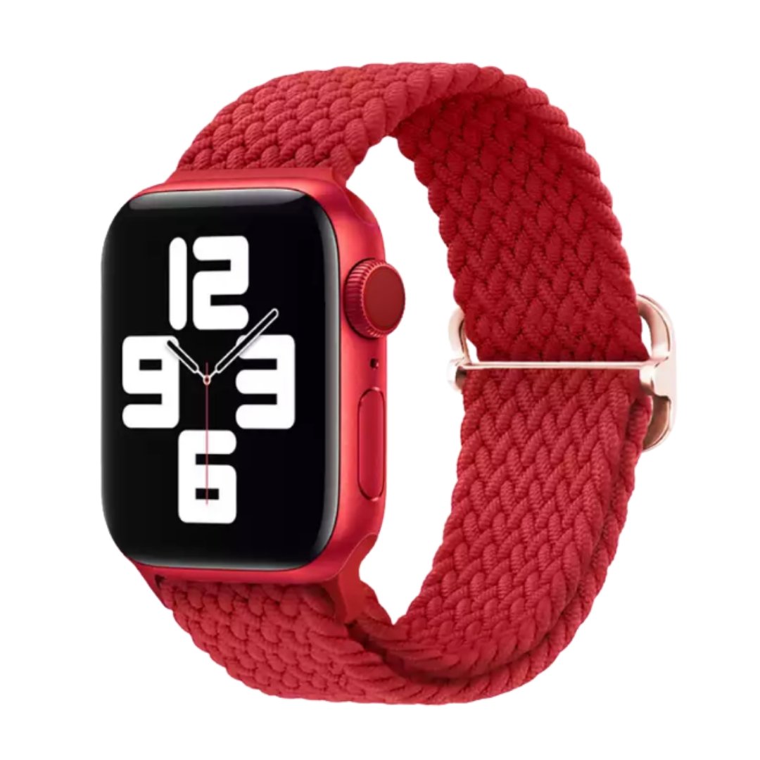 Elastic Braided Apple Watch Band in Red - ALK DESIGNS